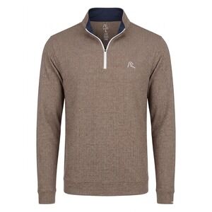 Rhoback Mens Large Brown Herringbone Quarter Zip Pullover Golf Performance Shirt